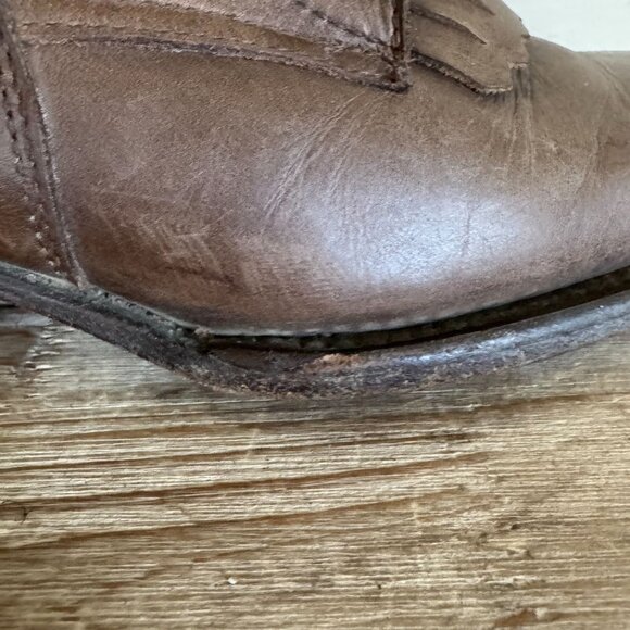 Raywelt Brown Leather Square Toe Fringe Roper Lace Up Ankle Boot Size  7.5 - Picture 17 of 17